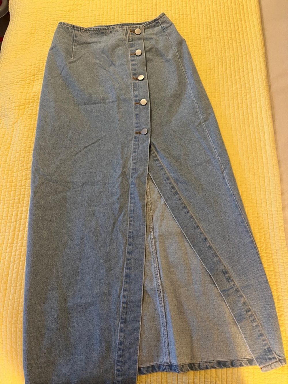 Lulu's Light Blue Button-Front Denim Maxi Skirt